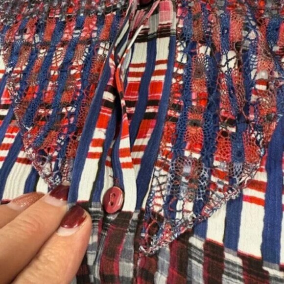 Saloni Vida Ruffled Silk Georgette Asymmetric Hem Floral Midi Dress Sz 10 - Picture 9 of 10